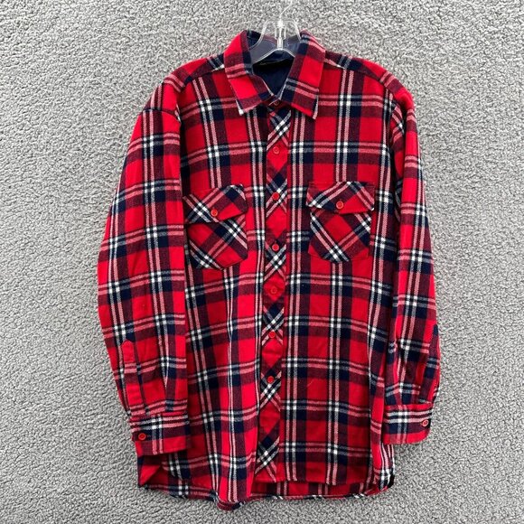Vintage Sportsmans Skill Kmart Shirt Long Sleeve Button Up Red Plaid Mens Large - Picture 1 of 6